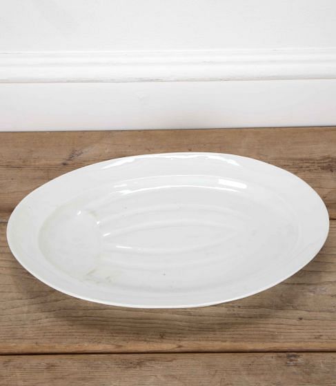 French 20th Century Meat Plate with Gravy Bowl