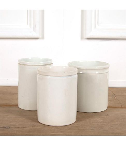 Tall White Porcelain Jam Jars