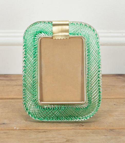 21st Century Murano Glass Picture Frame in Green