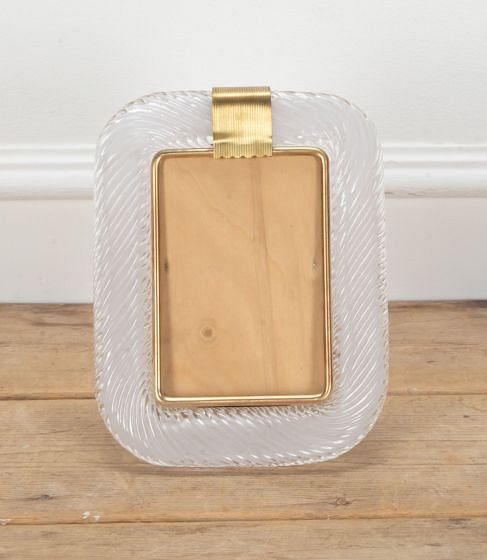 21st Century Murano Glass Picture Frame in White