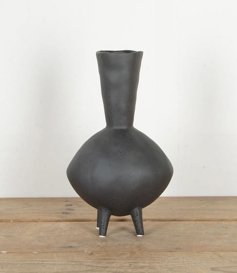 20th Century Italian Black Brutalist Ceramic Vase