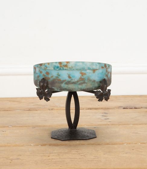 20th Century French Blue Art Nouveau Dish on Stand