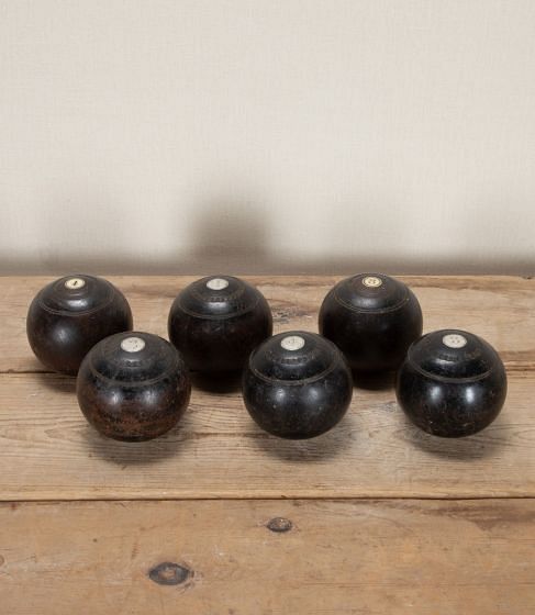 Set of Six 20th Century English Wooden Bowling Balls