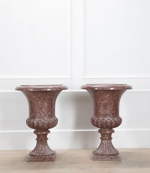 Pair of 19th Century Italian Marble Urns
