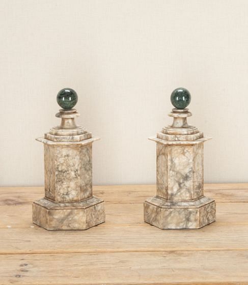 Pair of 19th Century English Hexagonal Marble Obelisks