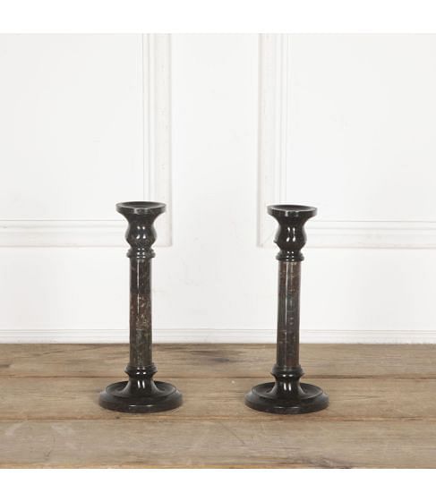 Pair of Early 20th Century Serpentine Candlesticks