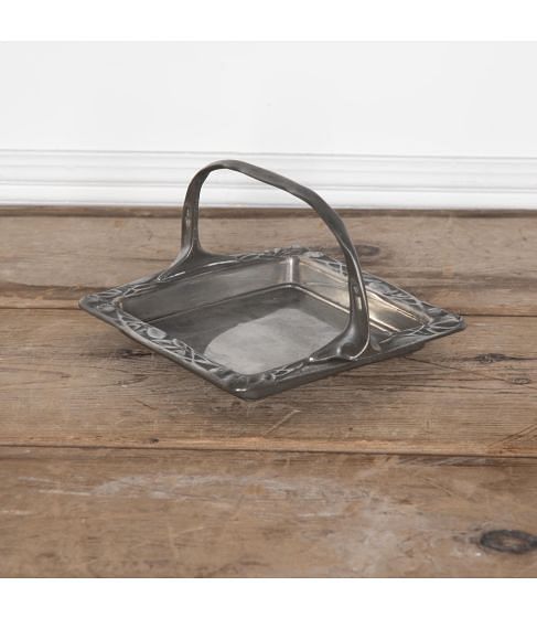 Art Nouveau German Pewter Basket Tray