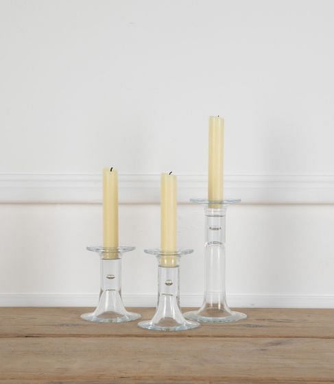 Trio of Kosta Boda Glass Air Bubble Candlesticks
