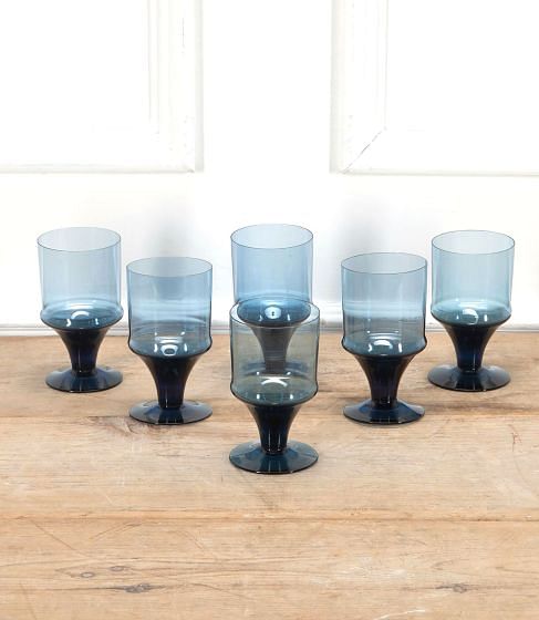 Wedgwood Blue Wine Goblets By Ronald Stennett-Willson