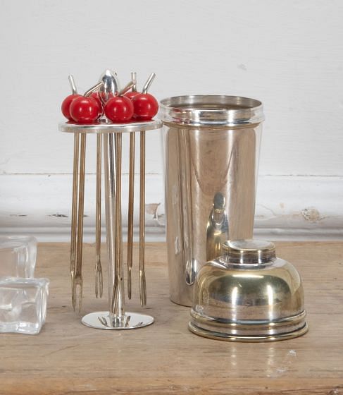 Art Deco Mini 'Cocktail Shaker' Cocktail Sticks Set