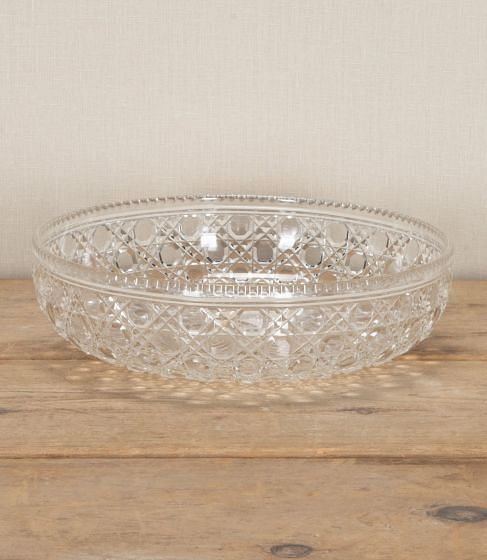 Large Art Deco English Cut Crystal Serving Bowl