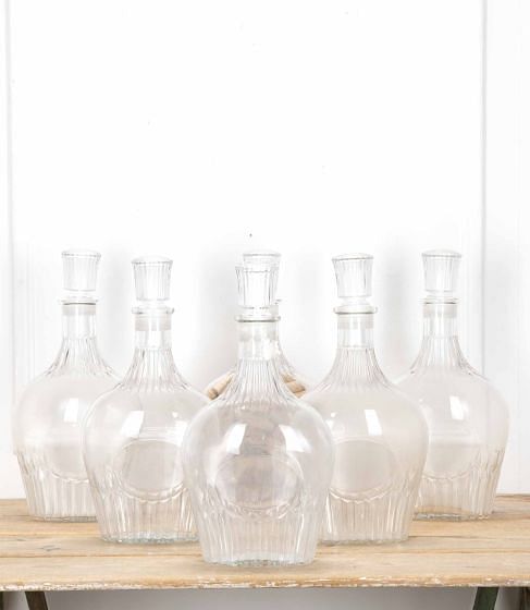 Set of Six Large 20th Century Flemish Glass Bottles