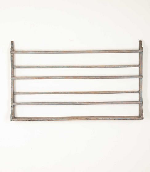 19th Century Swedish Plate Rack in Original Light Blue Paint