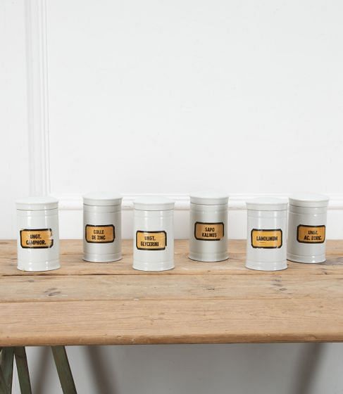 Set of Six 20th Century Porcelain Pharmacy Jars