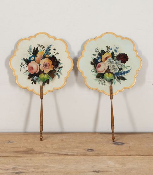 Pair of 19th Century Papier-Mâché  Face Screens