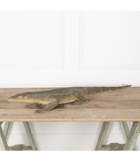 Mid-Century Naturalistic Carved Wooden Komodo Dragon