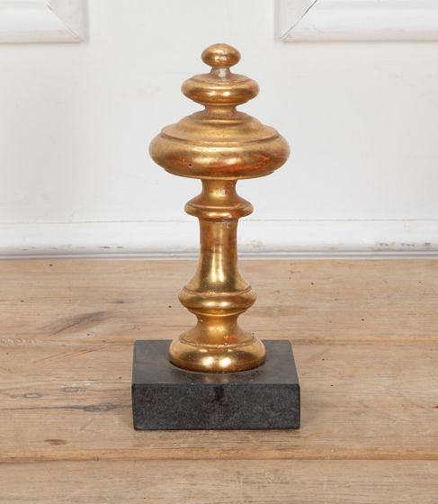 19th Century French Hand Carved and Water Gilded Finial