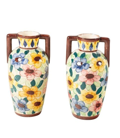 Pair of Bright Floral Vases