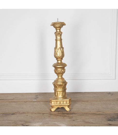 19th Century French Giltwood Pricket Candlestick
