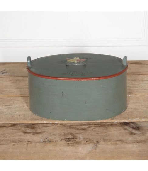 19th Century Swedish Bentwood Box and Lid with Handle