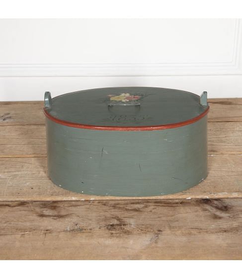 19th Century Swedish Bentwood Box and Lid with Handle