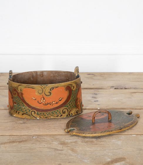 18th Century Swedish Painted Birch Box and Cover