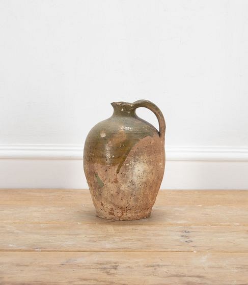 19th Century French Green Glaze Jug with Handle