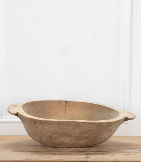 Large 20th Century Carved Oval Wooden Dough Bin