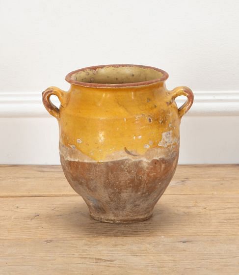 19th Century French Yellow Glazed Confit Pot