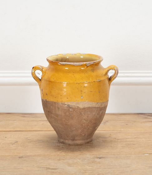 19th Century French Confit Pot with Yellow Glaze
