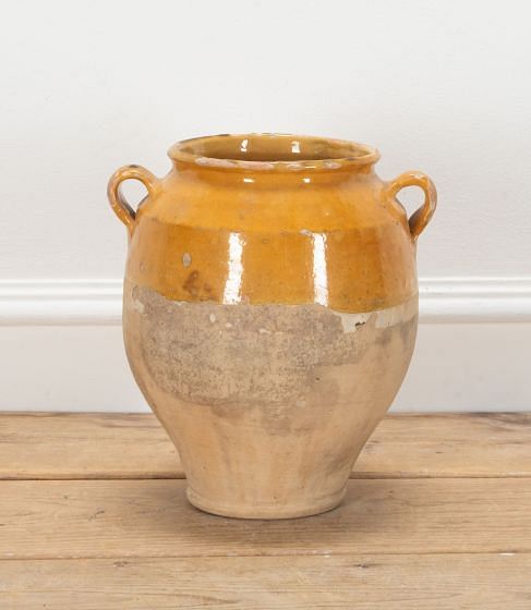 19th Century French Confit Pot with Yellow Glaze