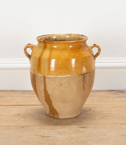 19th Century French Confit Pot with Yellow Glaze