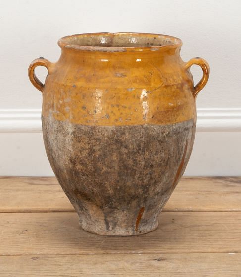19th Century French Confit Pot with Yellow Glaze