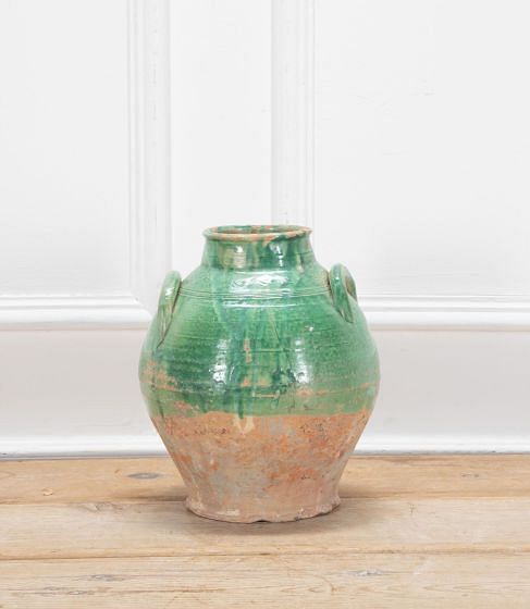 Italian 19th Century Large Green Glazed Storage Jar