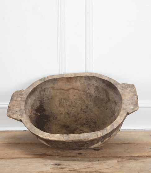 19th Century Large Carved Wooden Bowl