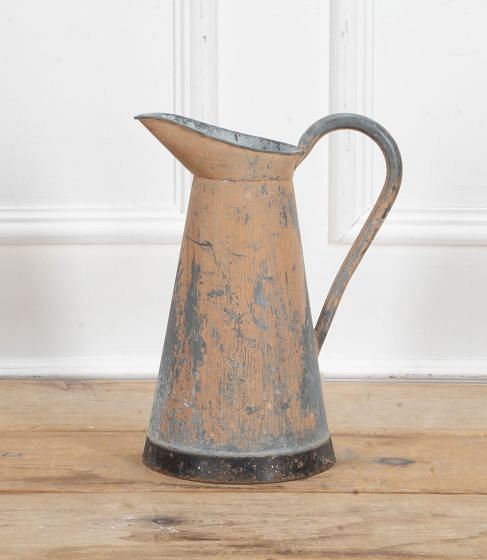 19th Century French Painted Zinc Pitcher
