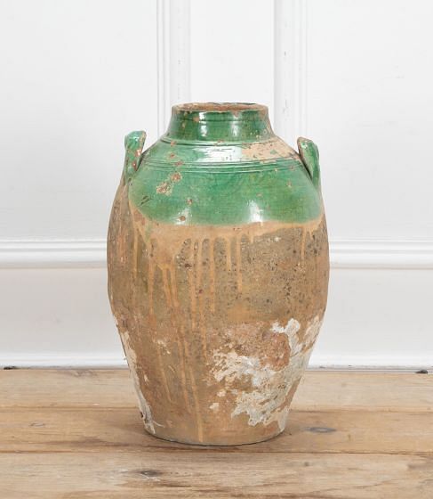 19th Century Italian Green Glazed Storage Jar