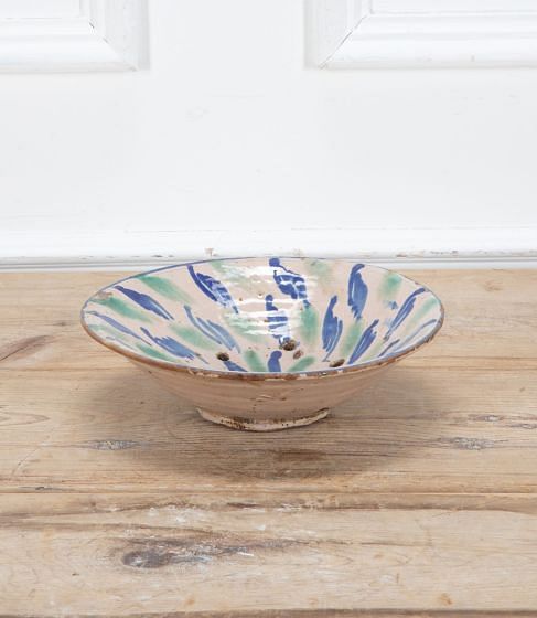 19th Century Hand Painted Spanish Fajalauza Lebrillo Bowl