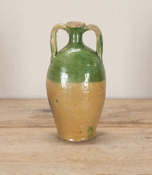19th Century Italian Green Glazed Vinaigrette Bottle