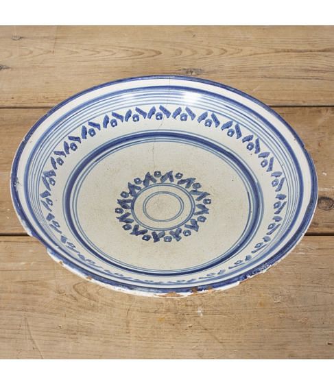 19th Century Italian Blue and White Glazed Terracotta Dish