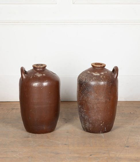 Pair of 19th Century Stone Glaze Jars