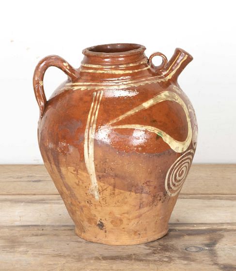 19th Century French Glazed and Decorated Oil Jar