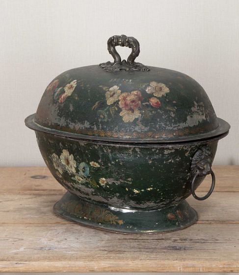 19th Century Portuguese Tole Tureen with Lid