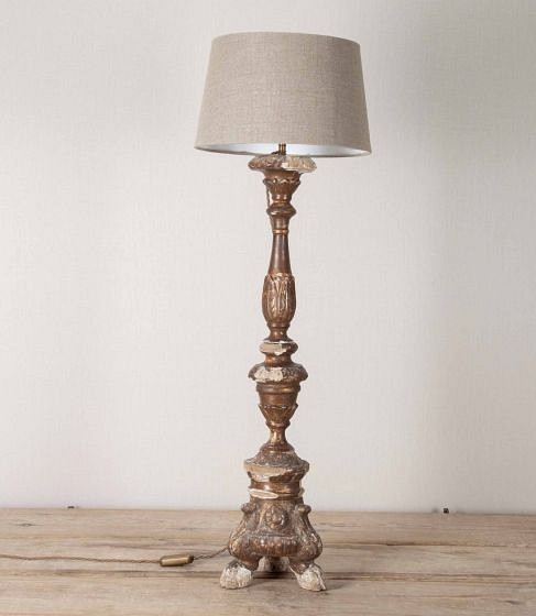 18th Century French Giltwood Candlestick Table Lamp