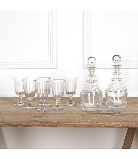 19th Century English Decanter and Glasses Set