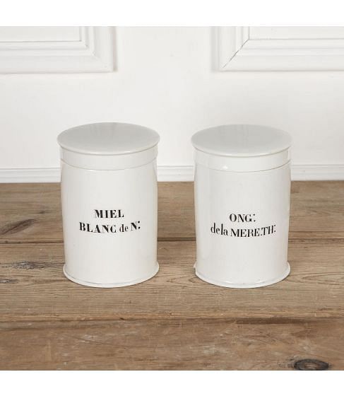 Pair of 19th Century French Ceramic Lidded Apothecary Jars
