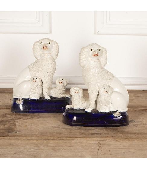 Pair of 19th Century Staffordshire Poodles