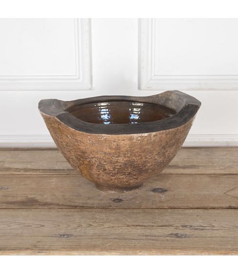 20th Century Large Raku Open Bowl by Gisele Buthod Garcon