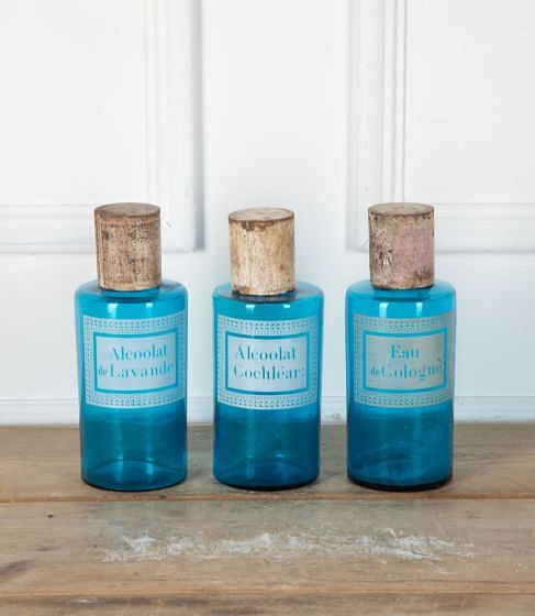 19th Century Blue Apothecary Bottles