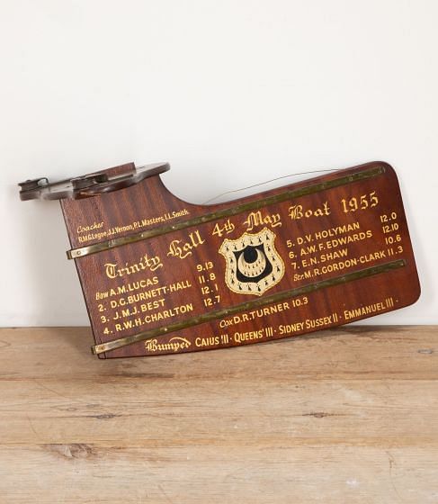 Commemorative 1955 Trinity Hall Cambridge Skiff Boat Rudder